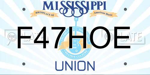 F47HOE Mississippi License Plate