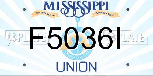 F5036I Mississippi License Plate