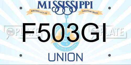 F503GI Mississippi License Plate