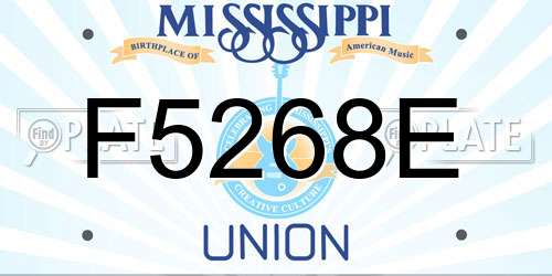 F5268E Mississippi License Plate