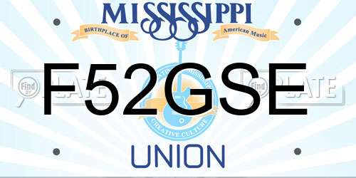 F52GSE Mississippi License Plate