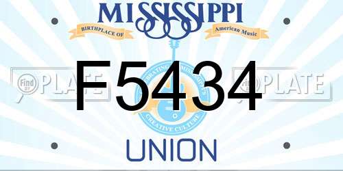 F5434 Mississippi License Plate