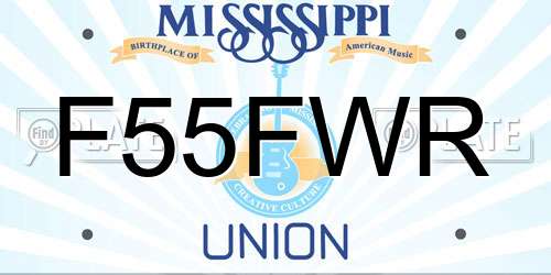 F55FWR Mississippi License Plate