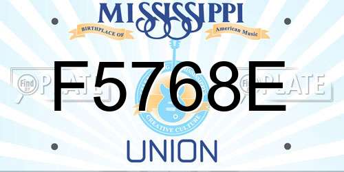 F5768E Mississippi License Plate