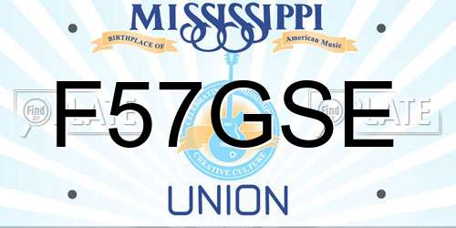 F57GSE Mississippi License Plate