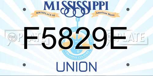 F5829E Mississippi License Plate