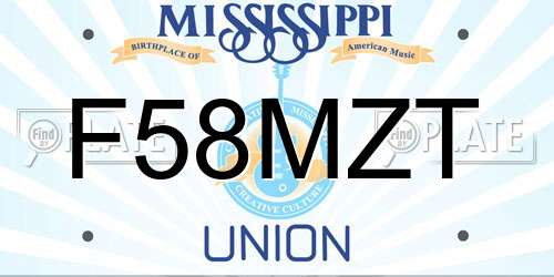 F58MZT Mississippi License Plate