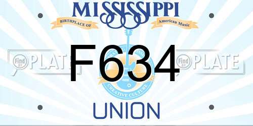 F634 Mississippi License Plate