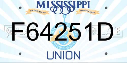 F64251D Mississippi License Plate