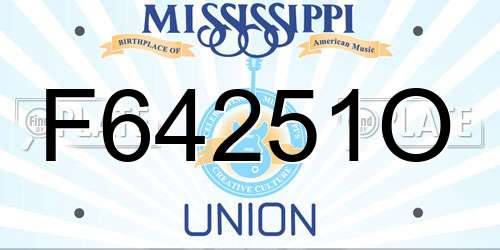 F64251O Mississippi License Plate