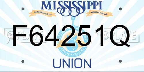 F64251Q Mississippi License Plate