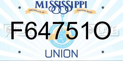 F64751O Mississippi License Plate
