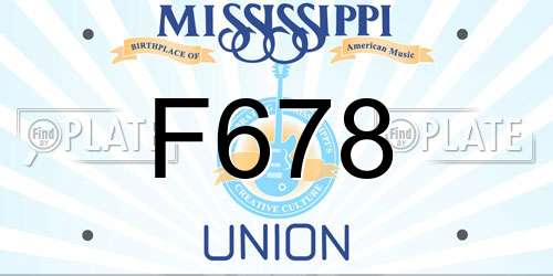 F678 Mississippi License Plate