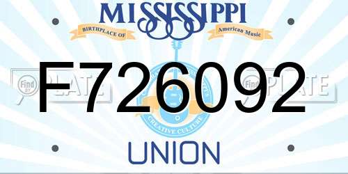 F726092 Mississippi License Plate