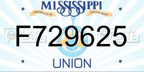 F729625 Mississippi License Plate