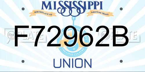 F72962B Mississippi License Plate