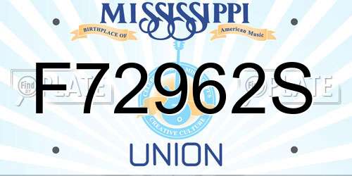 F72962S Mississippi License Plate