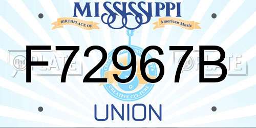 F72967B Mississippi License Plate