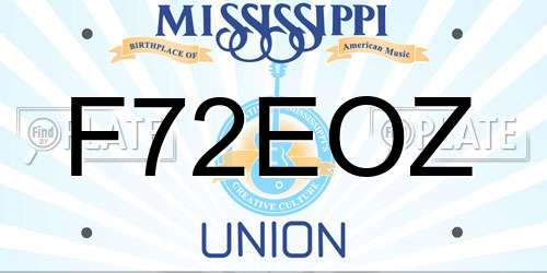F72EOZ Mississippi License Plate