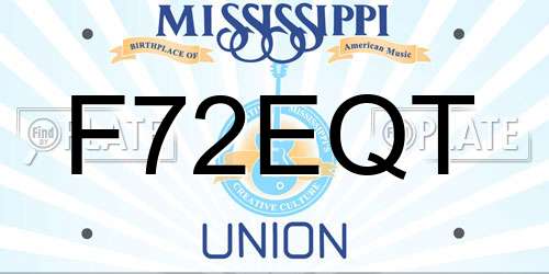 F72EQT Mississippi License Plate
