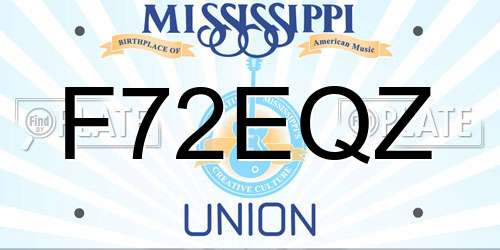 F72EQZ Mississippi License Plate