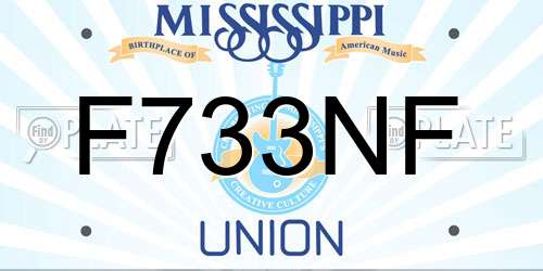 F733NF Mississippi License Plate