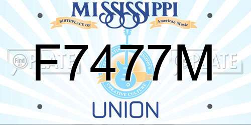 F7477M Mississippi License Plate