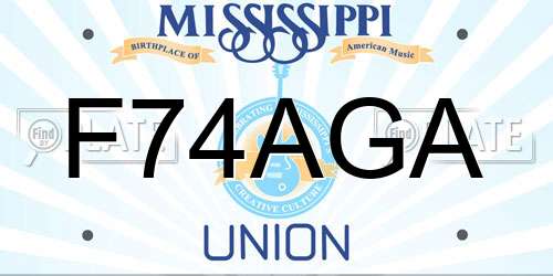 F74AGA Mississippi License Plate