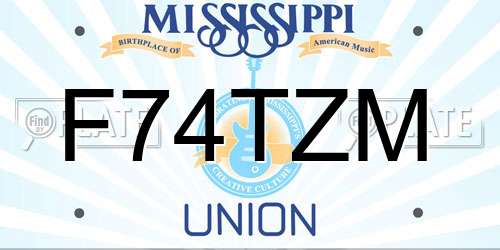 F74TZM Mississippi License Plate