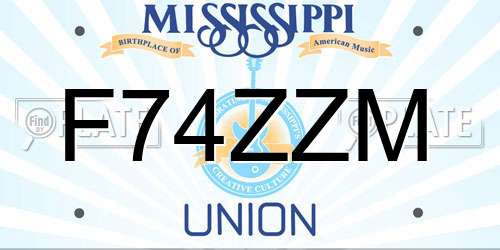 F74ZZM Mississippi License Plate