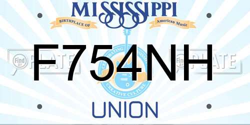 F754NH Mississippi License Plate
