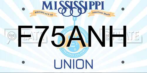 F75ANH Mississippi License Plate