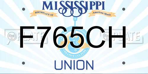 F765CH Mississippi License Plate