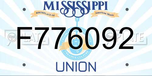 F776092 Mississippi License Plate
