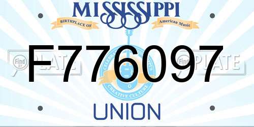 F776097 Mississippi License Plate
