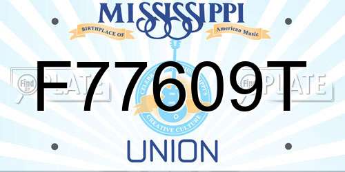 F77609T Mississippi License Plate