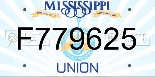 F779625 Mississippi License Plate