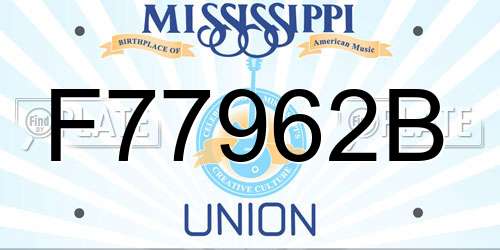 F77962B Mississippi License Plate
