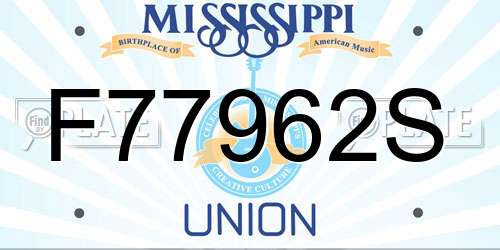 F77962S Mississippi License Plate