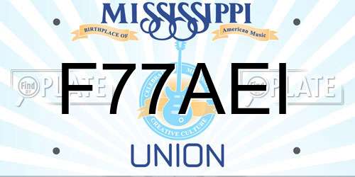 F77AEI Mississippi License Plate