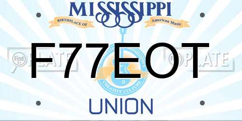 F77EOT Mississippi License Plate