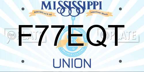 F77EQT Mississippi License Plate