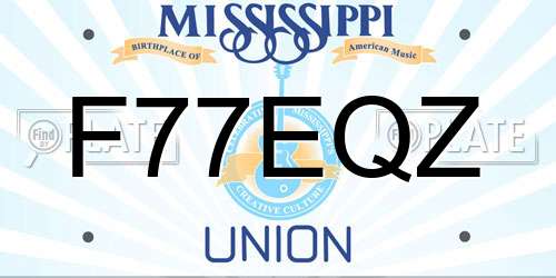 F77EQZ Mississippi License Plate