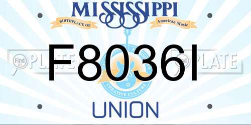 F8036I Mississippi License Plate