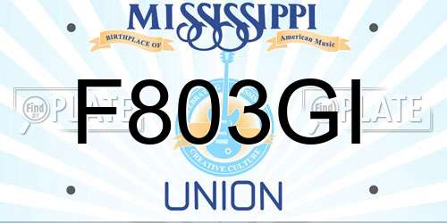 F803GI Mississippi License Plate