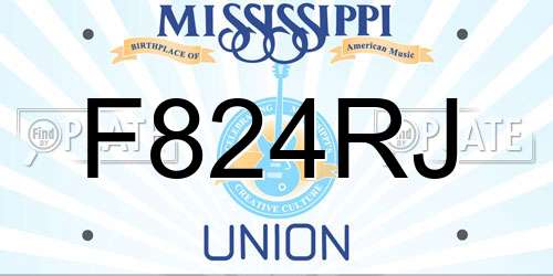 F824RJ Mississippi License Plate