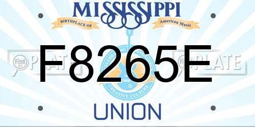 F8265E Mississippi License Plate