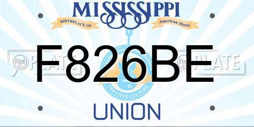 F826BE Mississippi License Plate