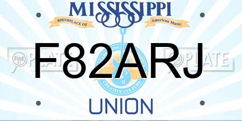 F82ARJ Mississippi License Plate