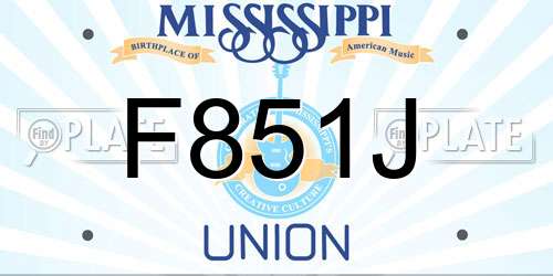 F851J Mississippi License Plate